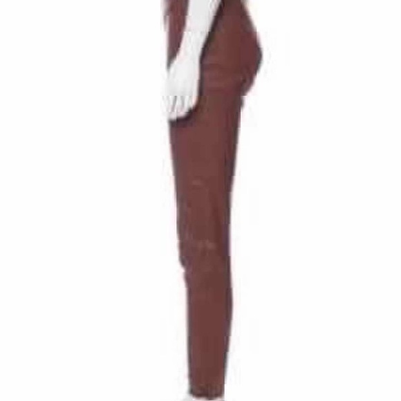 The Row Ellerton Brown Leather Ankle Zip Moto Leggings - Picture 4 of 9